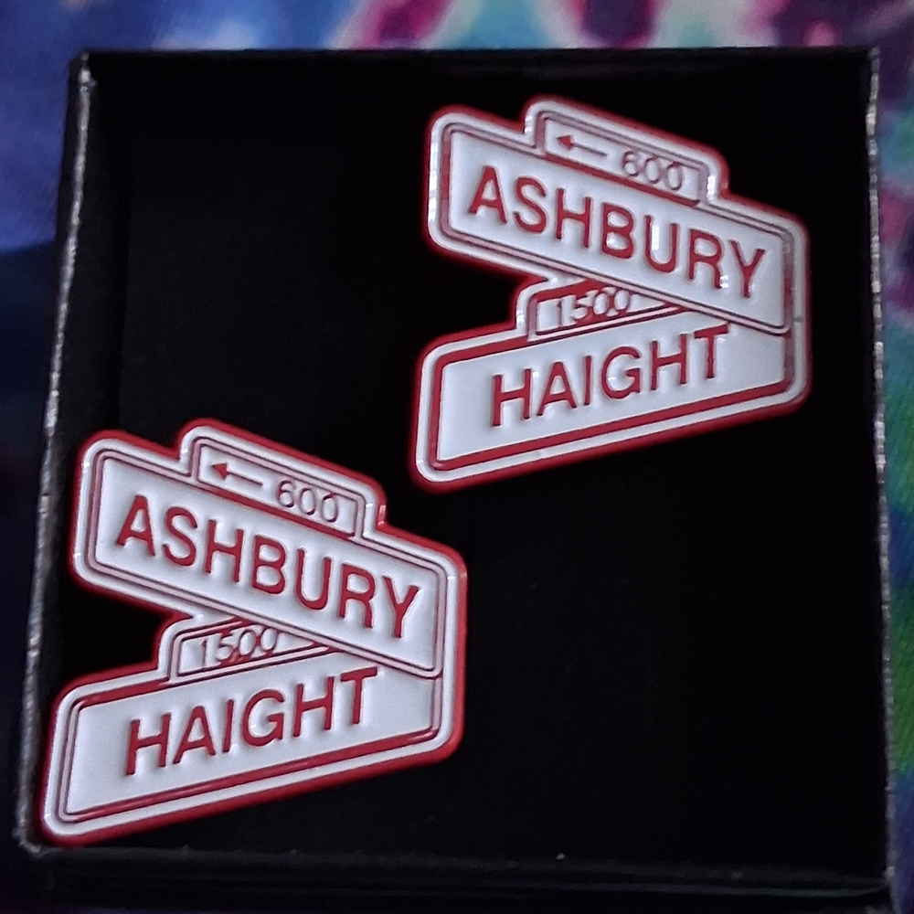 Haight Ashbury Street Sign Cufflinks (Red/White) View 2